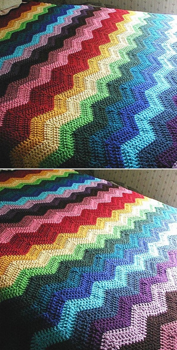 Rainbow Ripple Afghan  Free Crochet Pattern