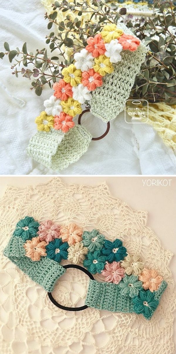 Mollie flowers headband Free Crochet Pattern