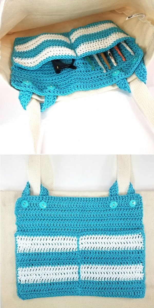 Multi-Pocket Tote Crochet Organizer