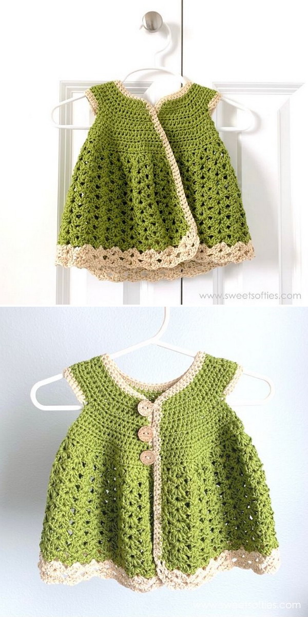 Baby Girl Meadow Cardigan Dress Free Crochet Pattern