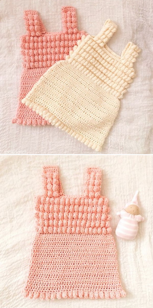 Popcorn Candy baby Dress Free Crochet Pattern
