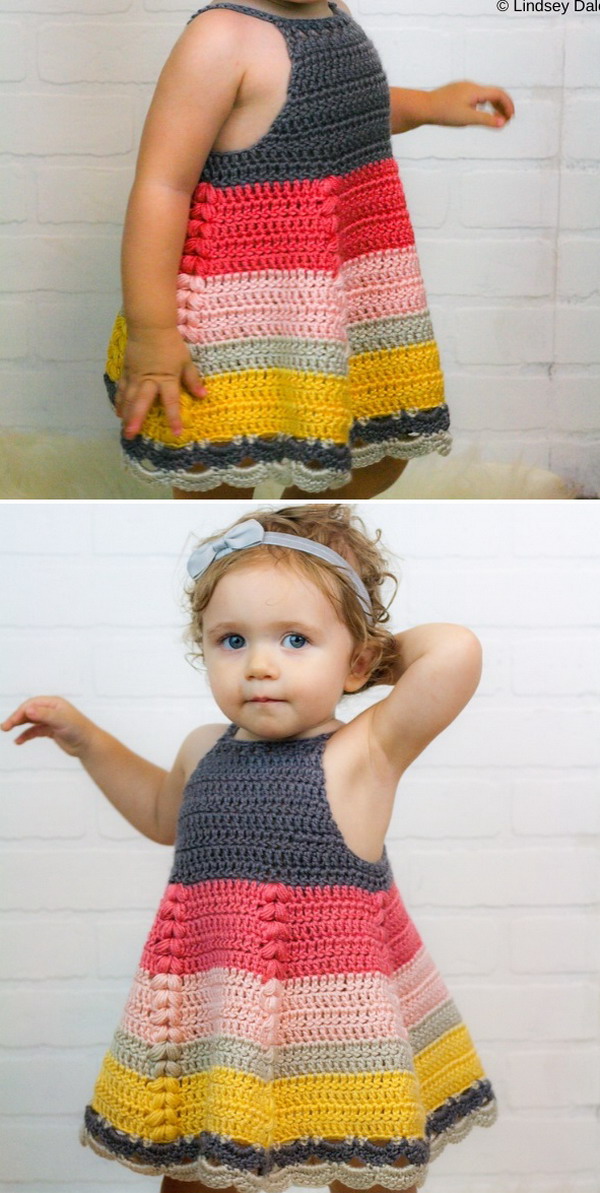 Puff Stitch Toddler Dress Free Crochet Pattern