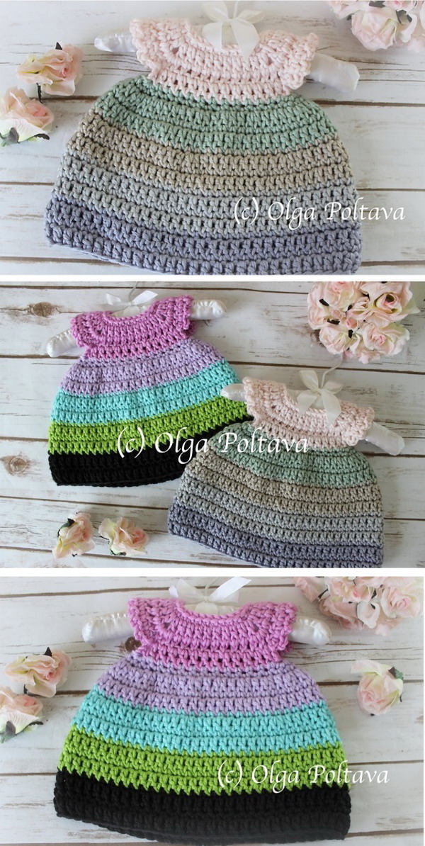 Caron x Pantone Newborn Dress Free Crochet Pattern » Weave Crochet