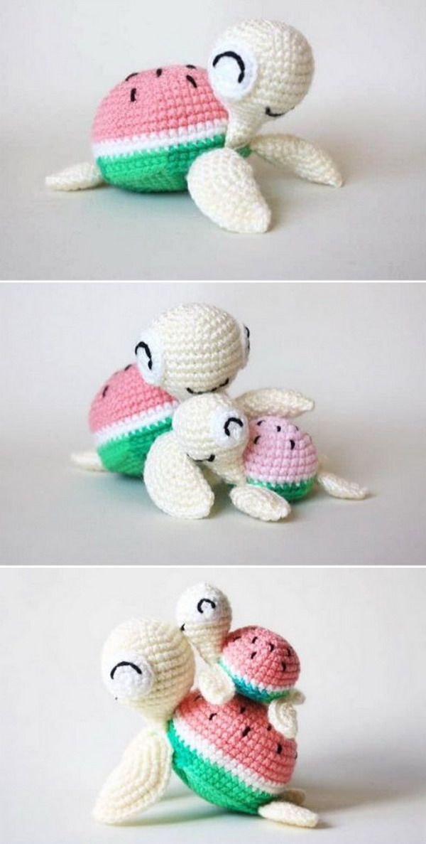 Watermelon Turtles Amigurumi Free Crochet Pattern