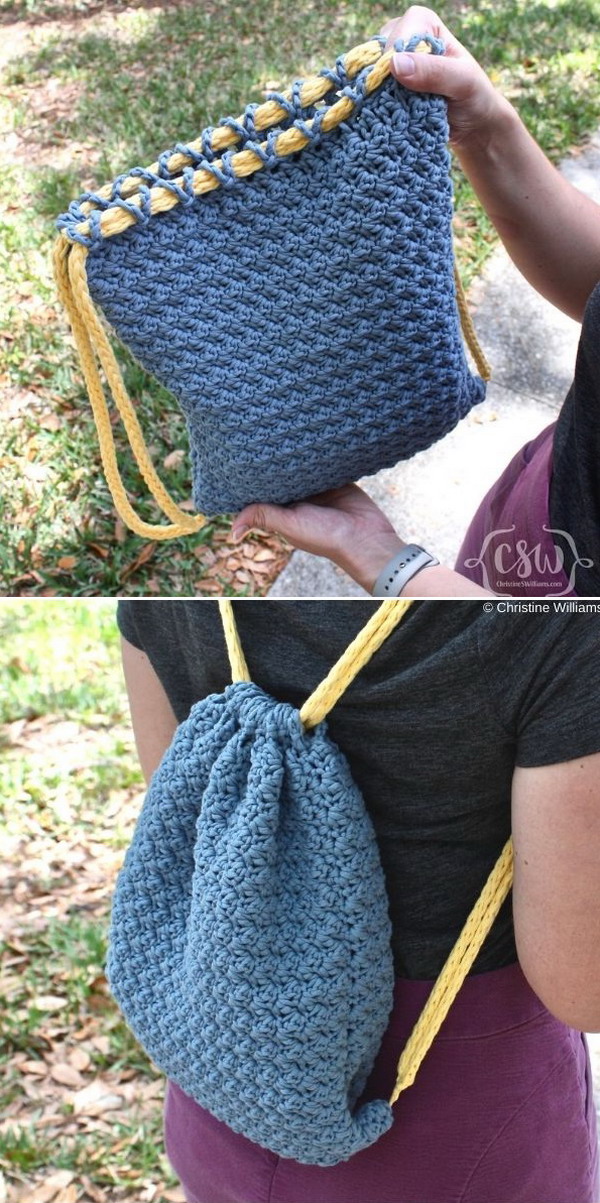 Summer Drawstring Backpack Free Crochet Pattern