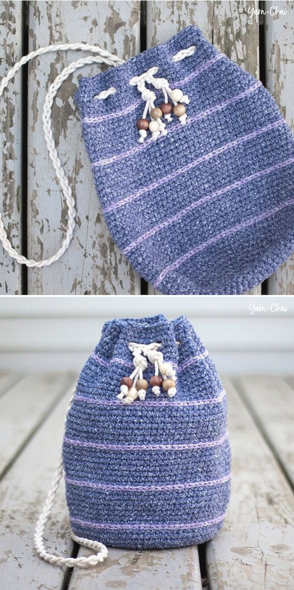 Simple Drawstring Bag Free Crochet Pattern