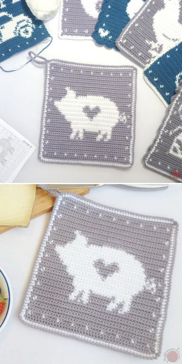 Pig Potholder Free Crochet Pattern