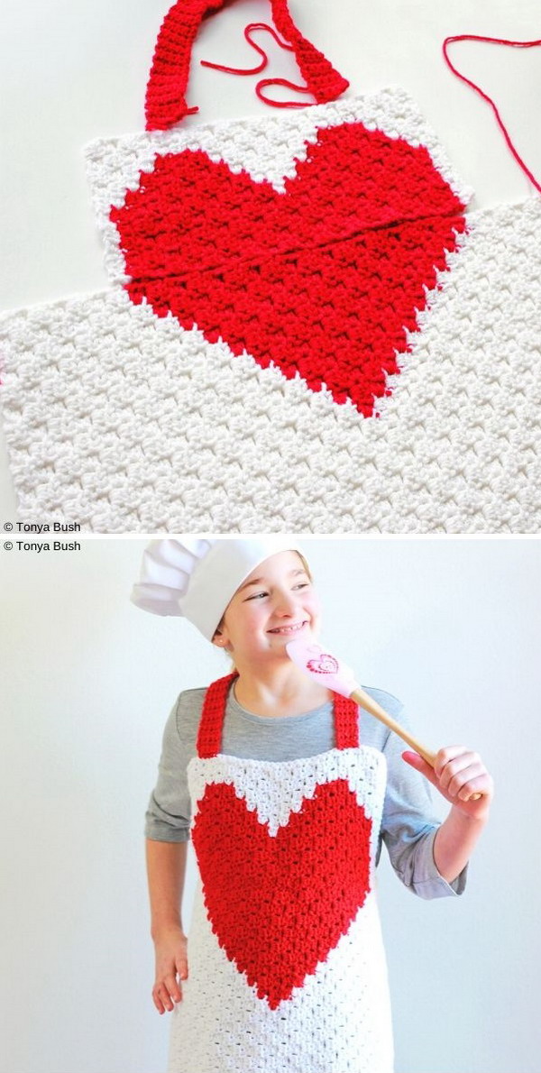 Heart C2C Child Apron Free Crochet Pattern