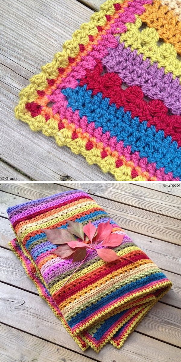 Cosy Stripe Blanket Free Crochet Pattern