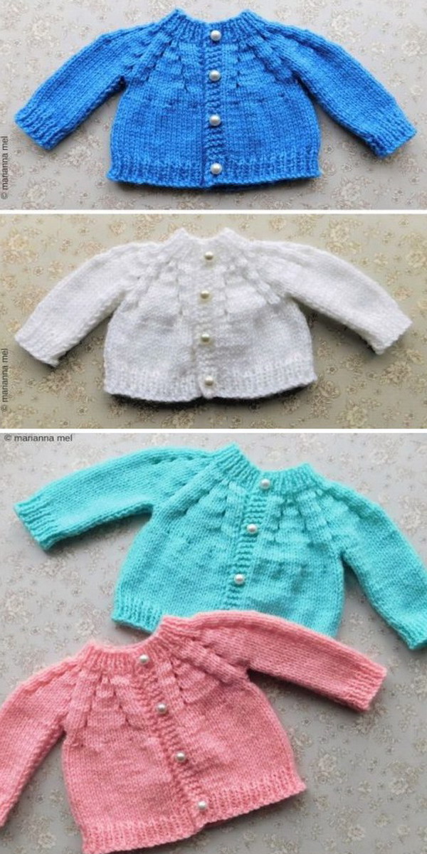 Lazy Daisy All-in-One Baby Cardigan Free Knitting Pattern