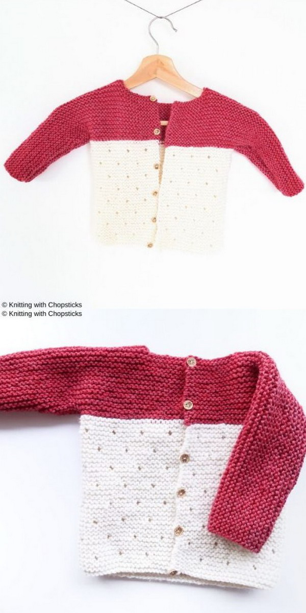 Strawberry Seed Baby Sweater Free Knitting Pattern