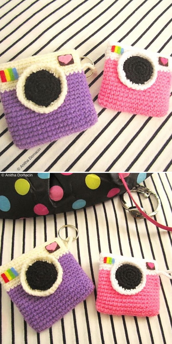 Instagram/Camera coin purse Free Crochet Pattern