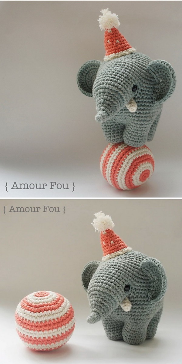 Gustav, the balancing elephant Free Crochet Pattern