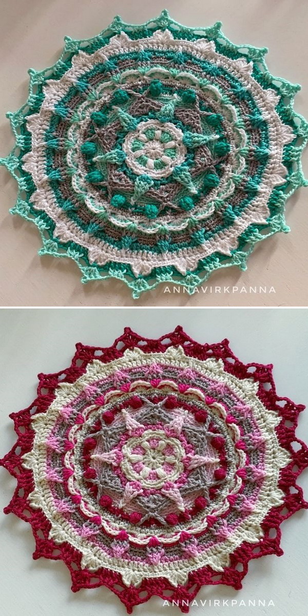 Hollyhocks mandala Free Crochet Pattern