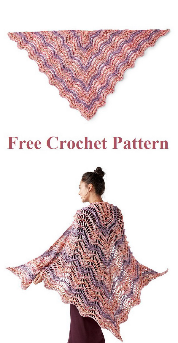 On Crest of Wave Shawl Free Crochet Pattern