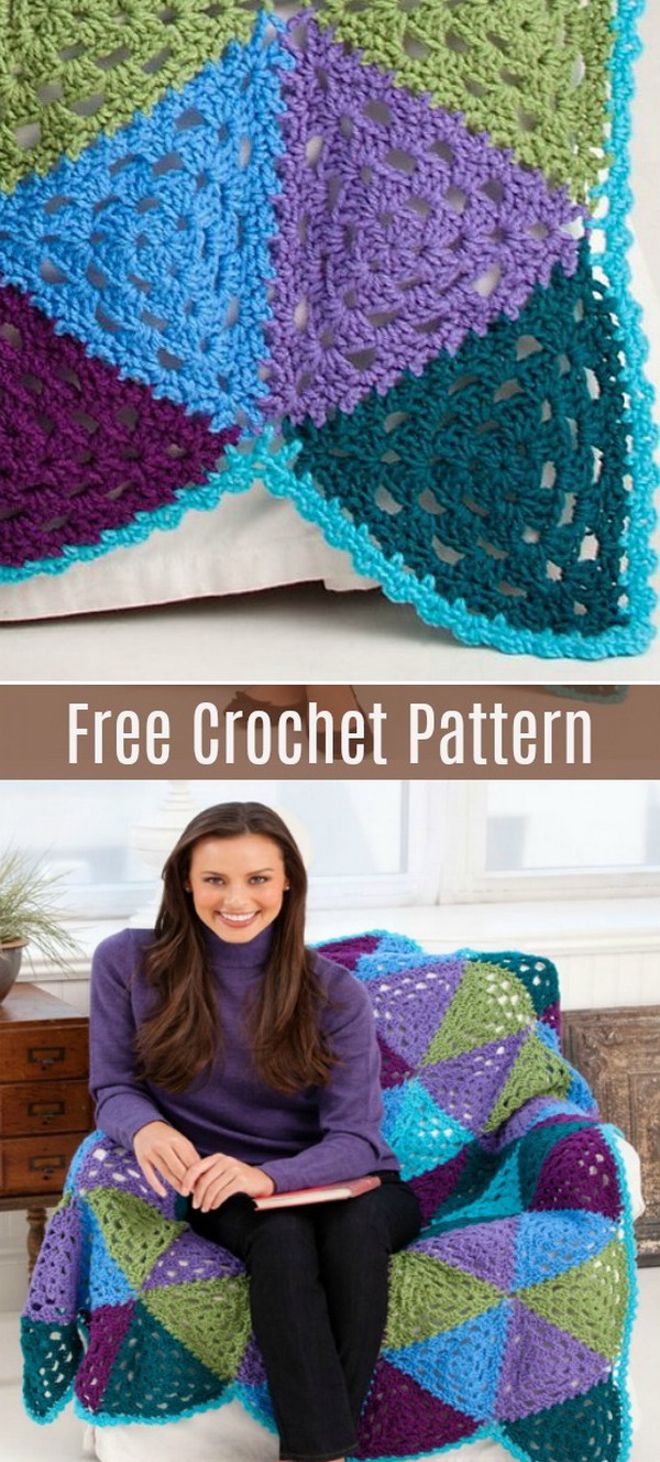 Granny Triangles Throw Free Crochet Pattern