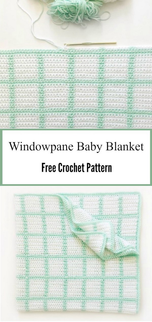 Windowpane Baby Blanket Free Crochet Pattern