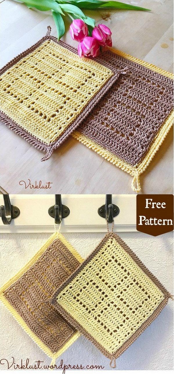 Easy Double Sided Potholder Free Crochet Pattern