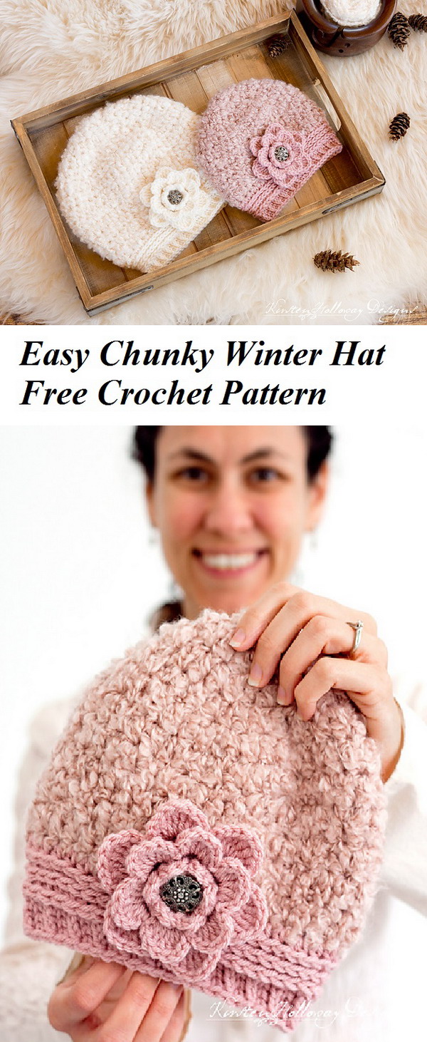 Easy Chunky Winter Hat Free Crochet Pattern