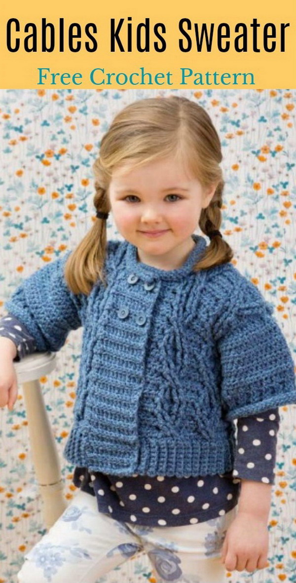 Cable Kids Sweater Free Crochet Pattern