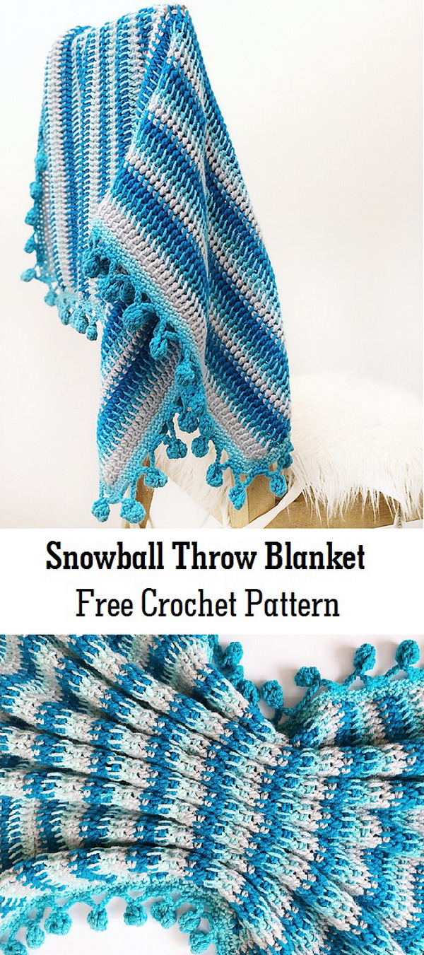 Snowball Throw Blanket Free Crochet Pattern