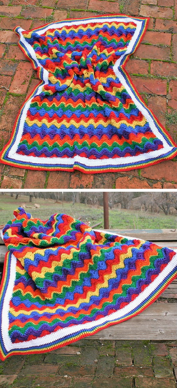 Energizing Rainbow Baby Blanket Free Crochet Pattern