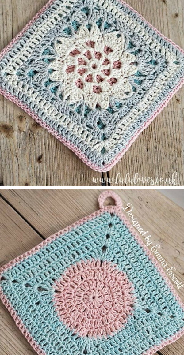 Hint of Spring Double Sided Potholder Free Crochet Pattern