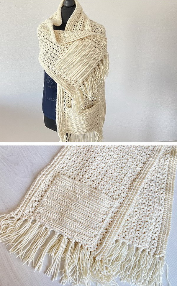Pocket Shawl Free Crochet Pattern