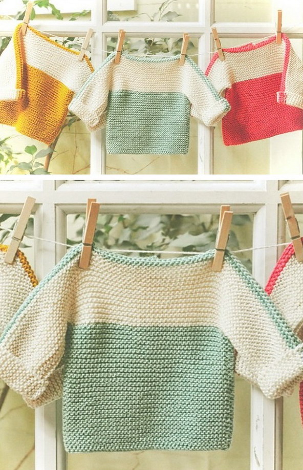 French Macaroon Baby Sweater Free Knitting Pattern