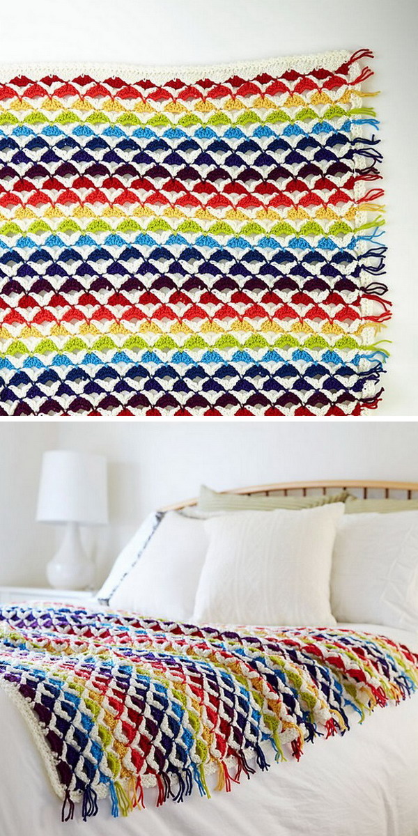 Rainbow Chic Blanket Free Crochet Pattern