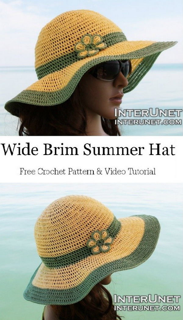 Wide Brim Summer Hat Free Crochet Pattern and video tutorial