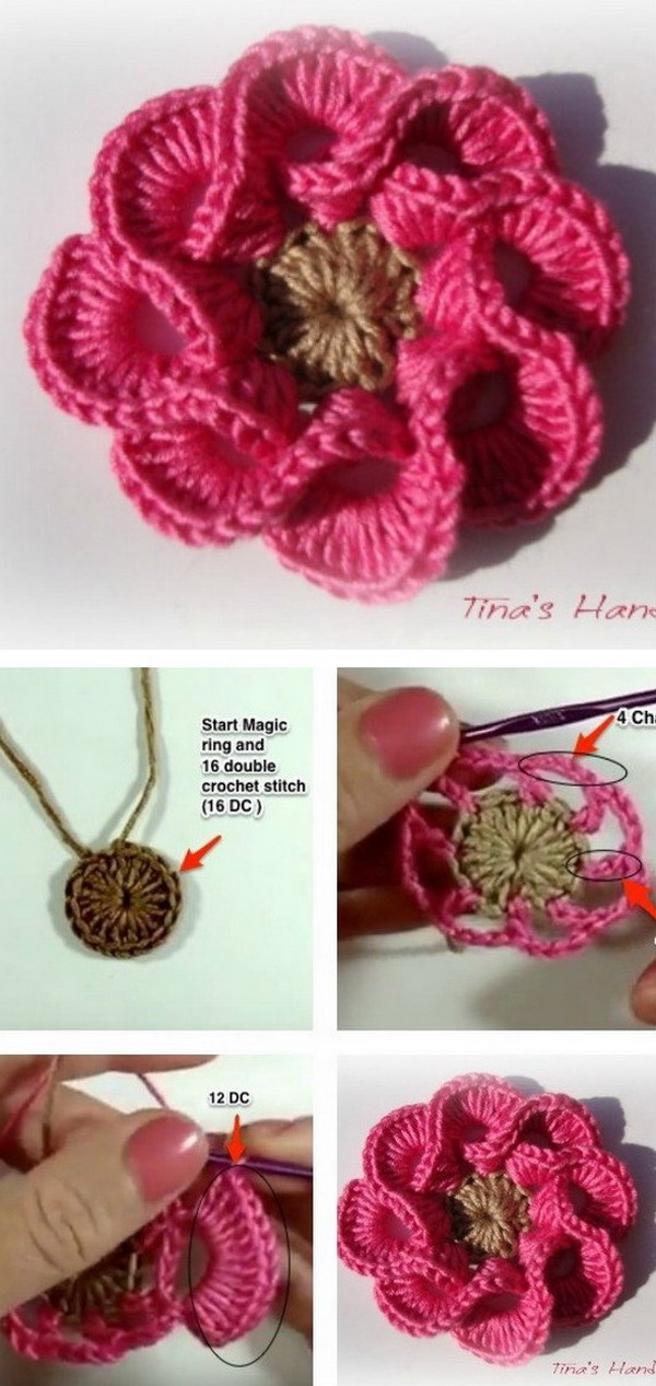 How to Crochet 3D Flowers with Multi Petals