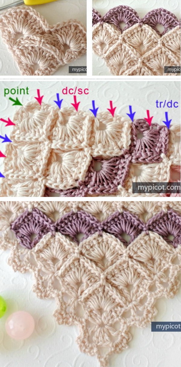 Triangle Shawl Box Stitch Crochet Free Pattern