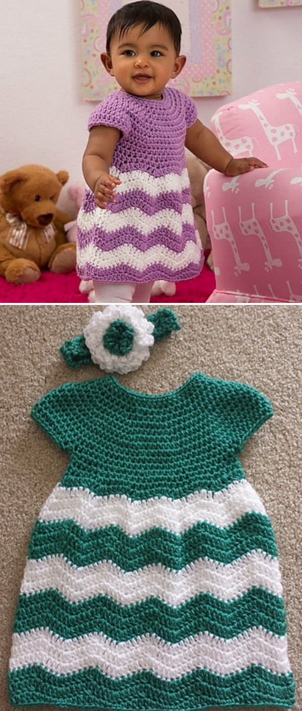 Chevron Chic Baby Dress Free Crochet Pattern and Video Tutorial