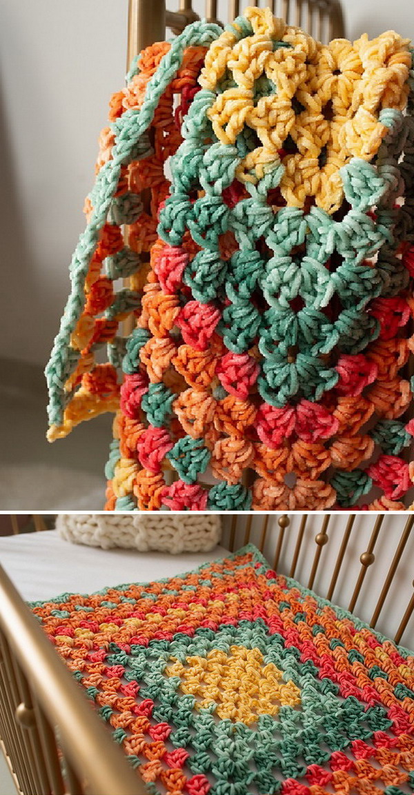 Sunnyville Dress Granny Blanket Free Crochet Pattern