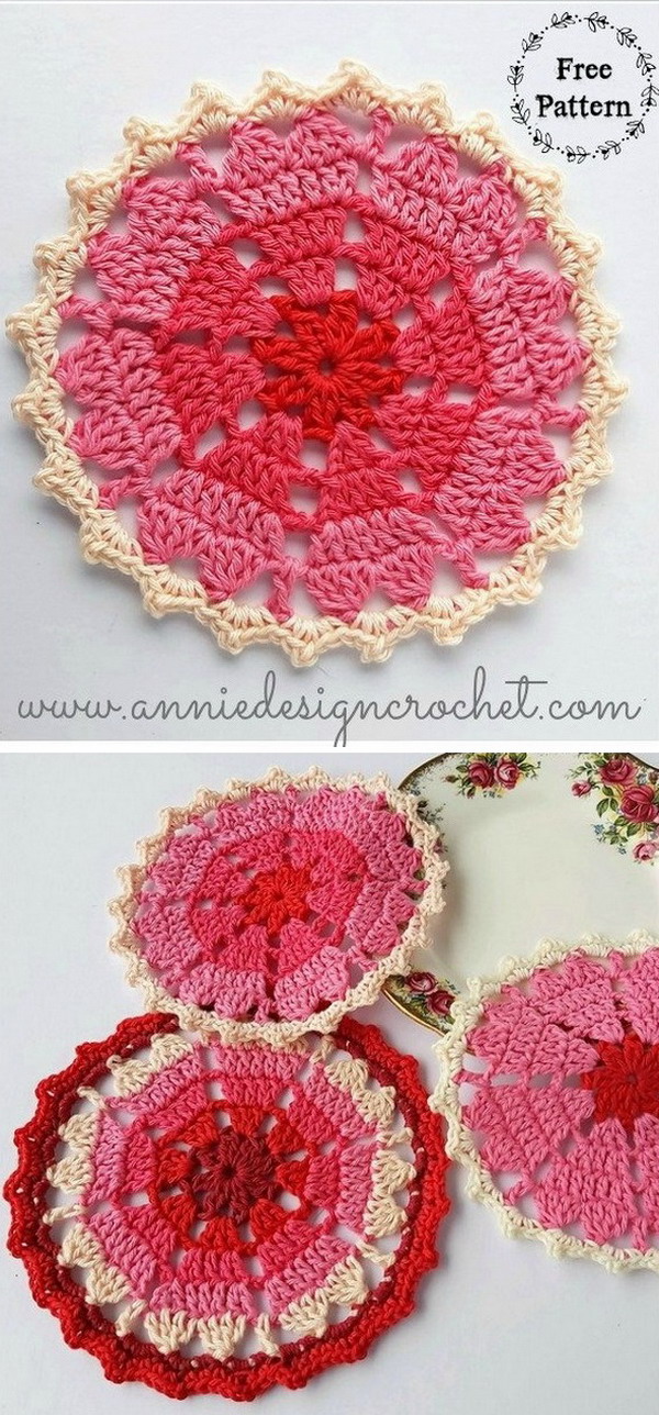 Vintage Heart Coaster Free Crochet Pattern