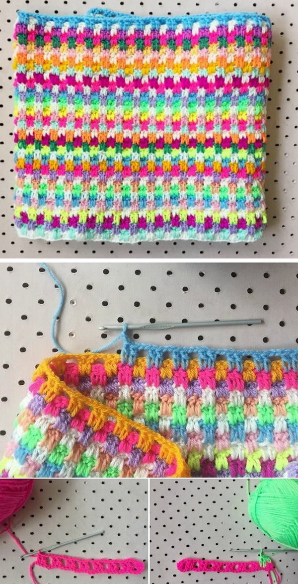 Leaping Stripes and Blocks Blanket Free Crochet Pattern