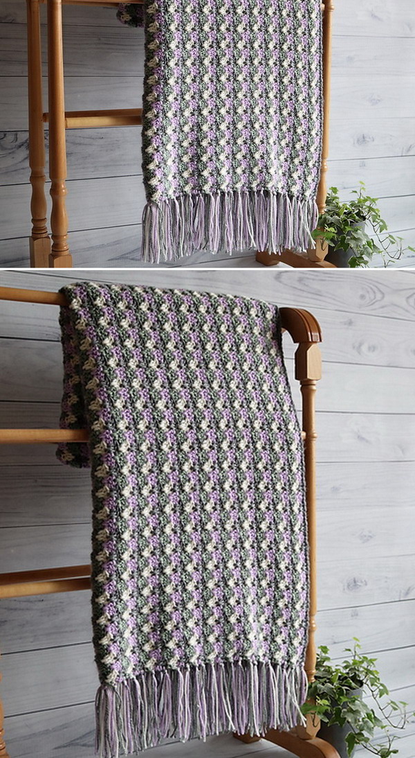 Granny Stripe Throw Blanket Free Crochet Pattern