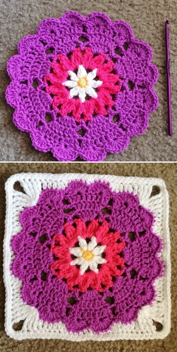 Heart Mandala: Octagon to Square Free Crochet Pattern