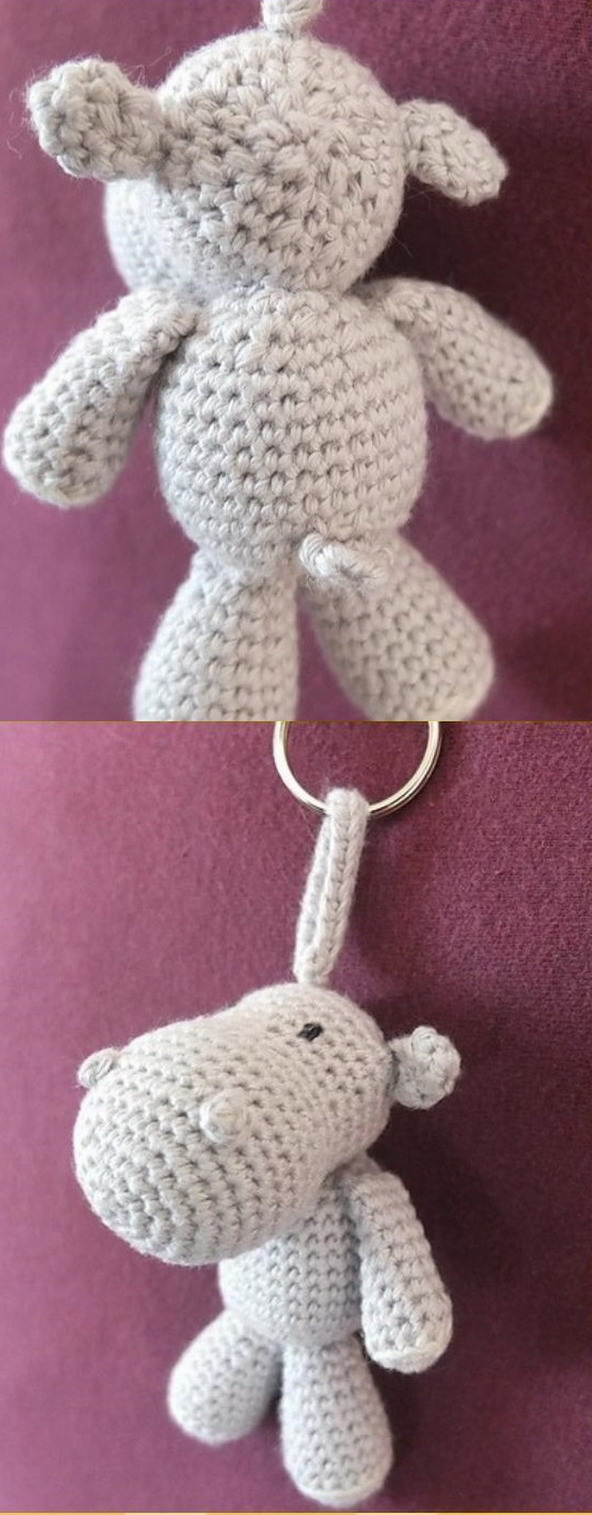 Tom Hippo Keychain Free Crochet Pattern