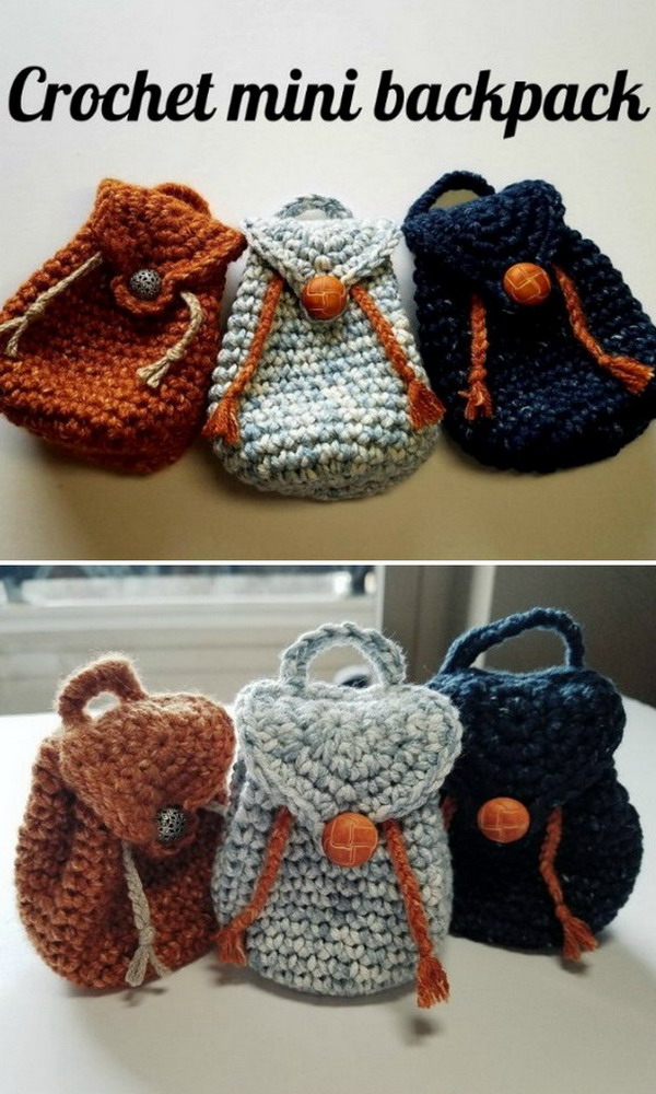 Mini Backpack Keychain free crochet pattern and Video tutorial
