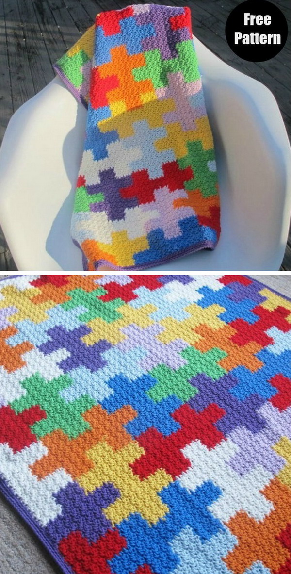 Puzzles Blanket Free Crochet Pattern