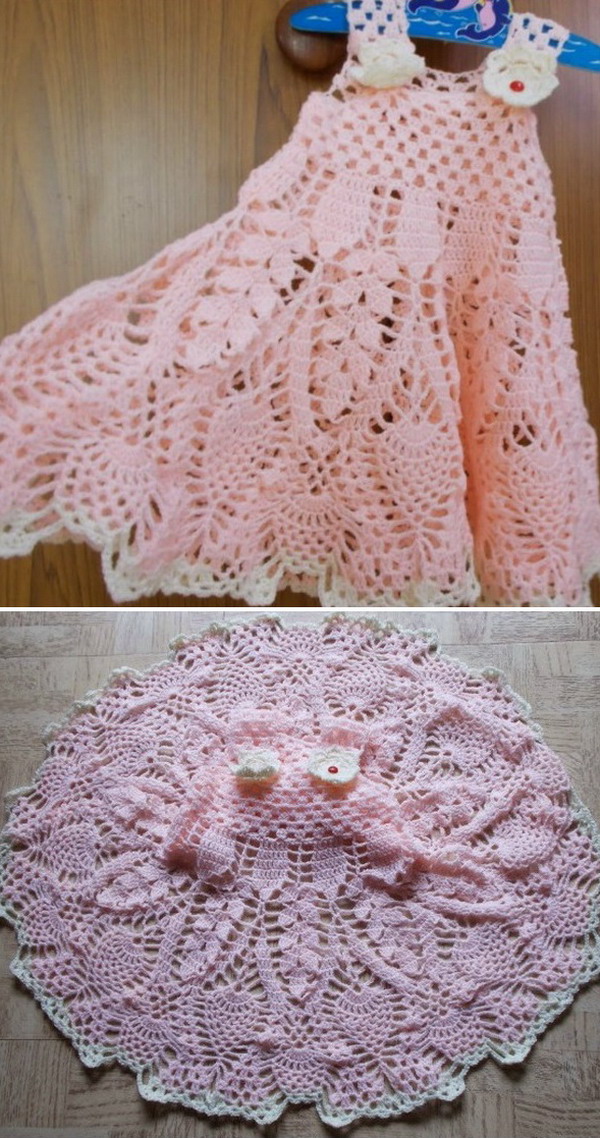 Divine Pineapple Stitch Baby Dress Free Crochet Pattern