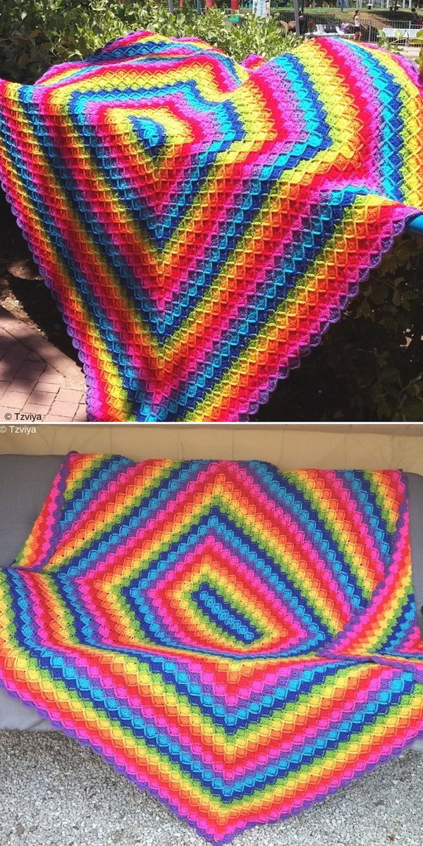 Oblong Wool-Eater Blanket Free Crochet Pattern