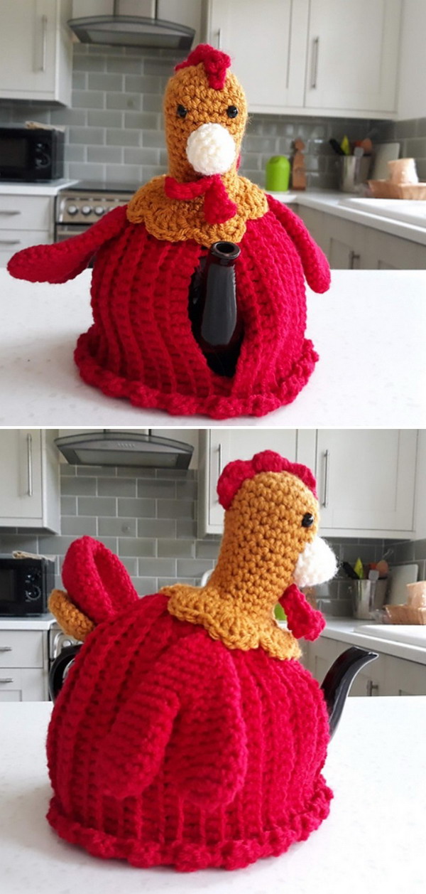 Red Rooster Tea Cozy Free Crochet Pattern