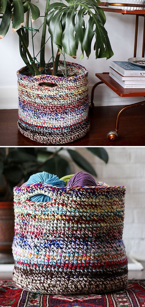 Scrap Yarn Basket Free Crochet Patterns