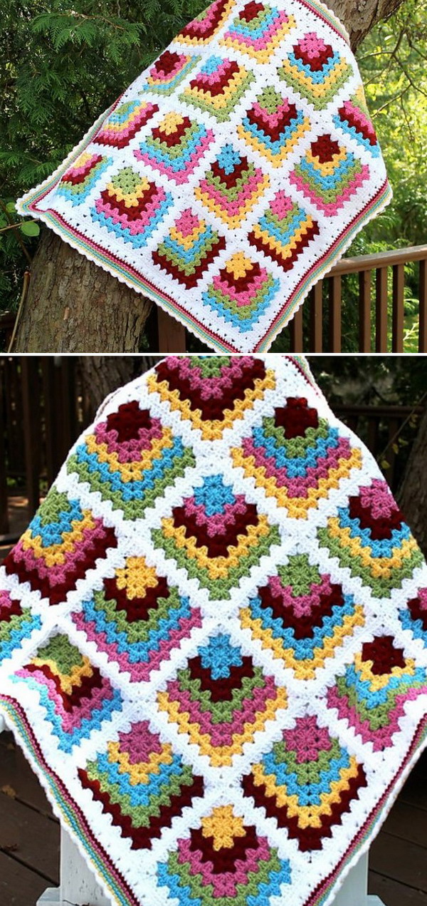 Mitered Granny Square Blanket