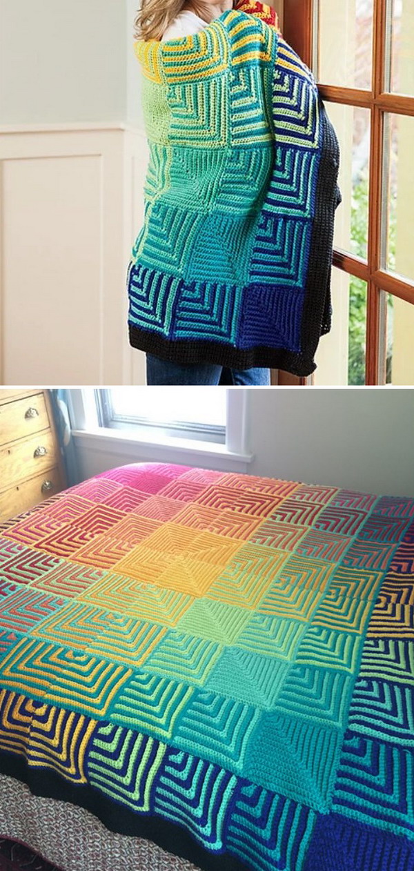 Hue Shift Baby Blanket Free Crochet Patterns