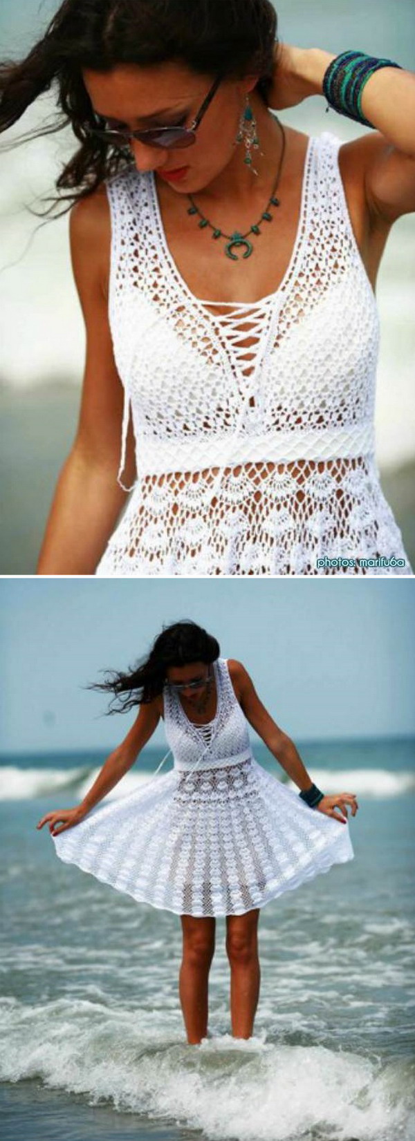 Summer White Dress Free Crochet Pattern Sizes: S- L, XL-XXXL