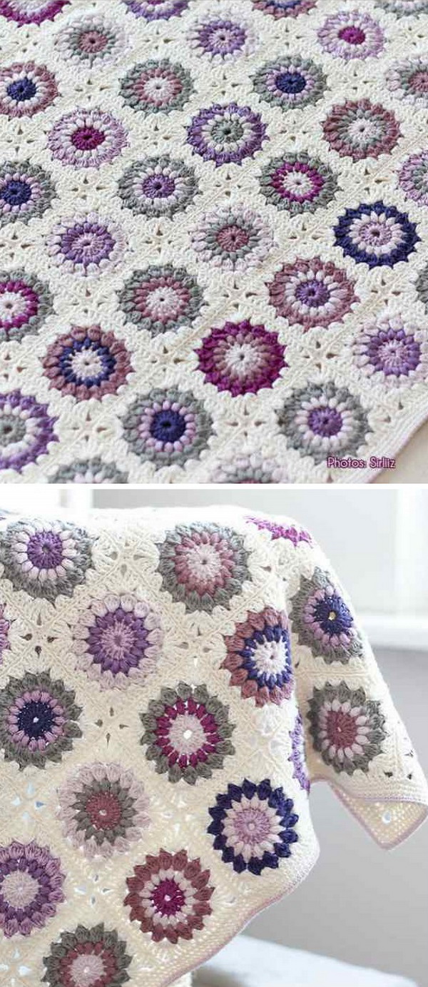 Sunburst Granny Square Blanket Free Pattern